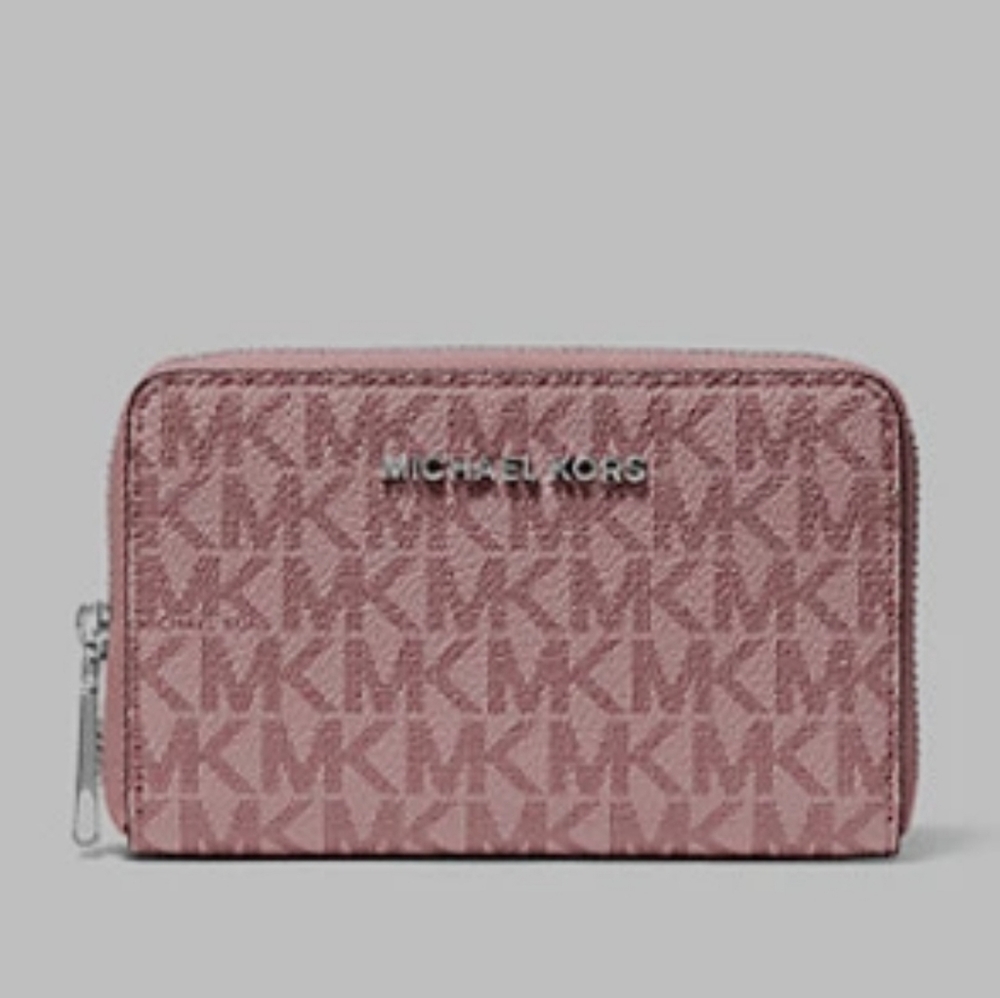 ISO💥 MICHAEL KORS JET SET LOGO SM ZA CARD CASE ROYAL PINK
